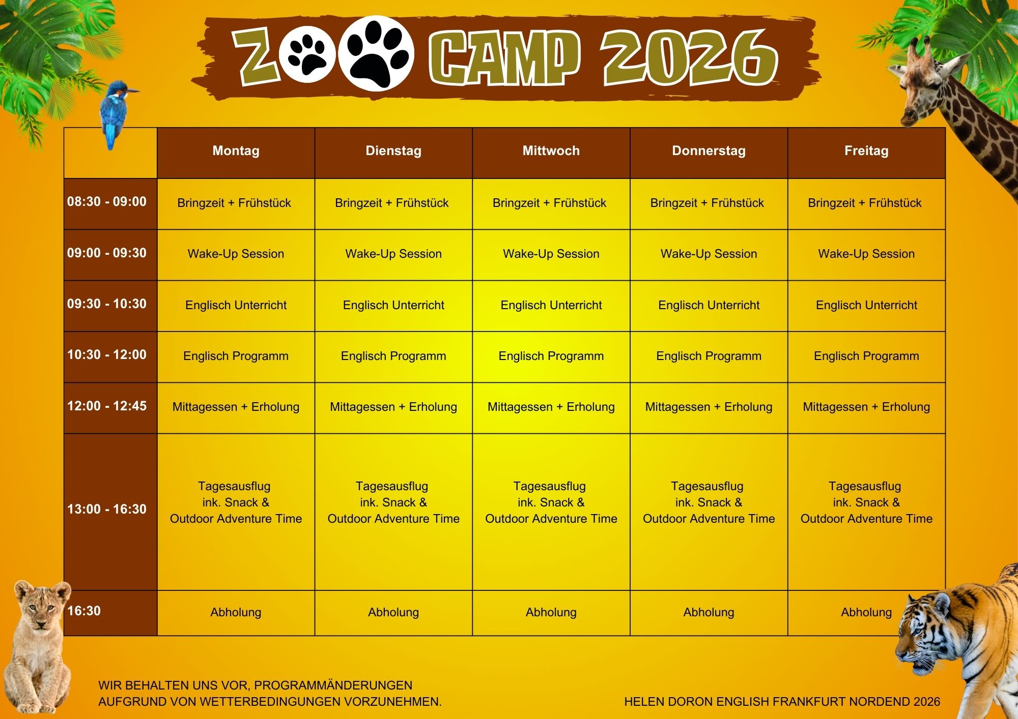Feriencamp Frankfurt 2026-Programm